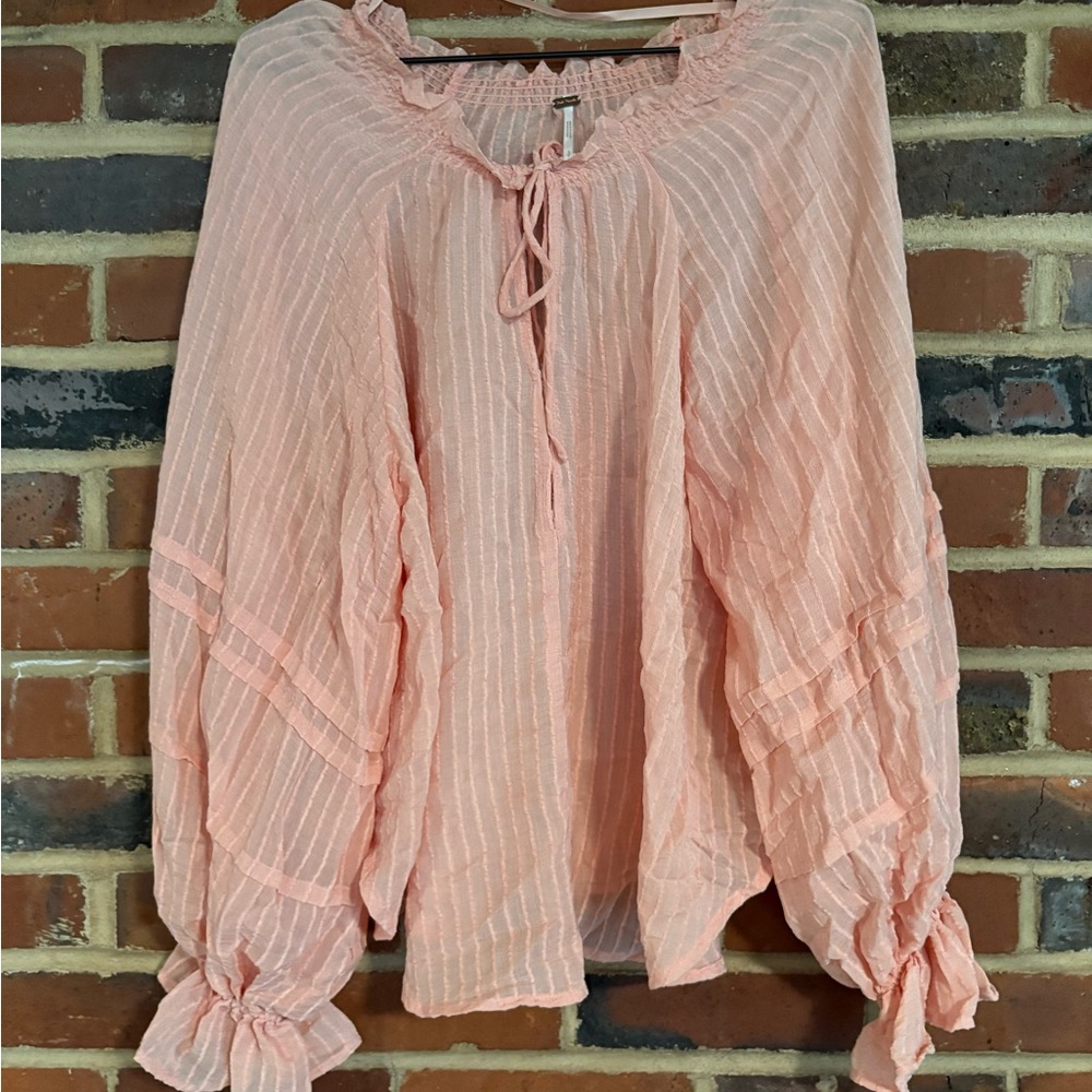 Free People Pink Ruffle Blouse